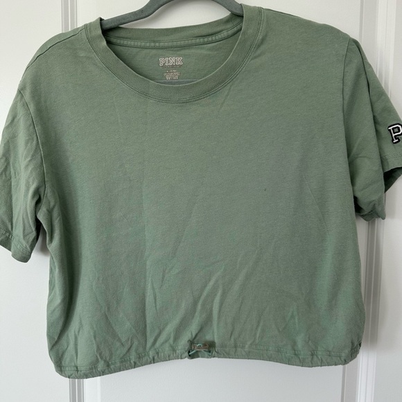 PINK Victoria's Secret Tops - Pink Green Cropped short sleeve T-Shirt